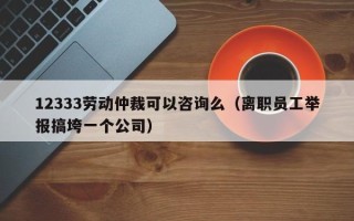 12333劳动仲裁可以咨询么（离职员工举报搞垮一个公司）