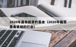 2020年最有前景的基金（2020年最受基金青睐的行业）