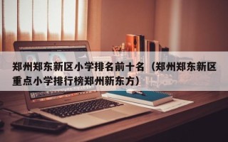 郑州郑东新区小学排名前十名（郑州郑东新区重点小学排行榜郑州新东方）