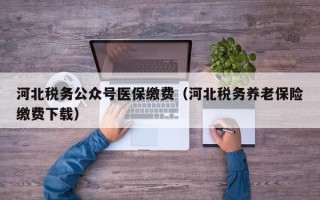 河北税务公众号医保缴费（河北税务养老保险缴费下载）