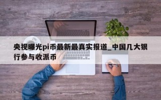 央视曝光pi币最新最真实报道_中国几大银行参与收派币